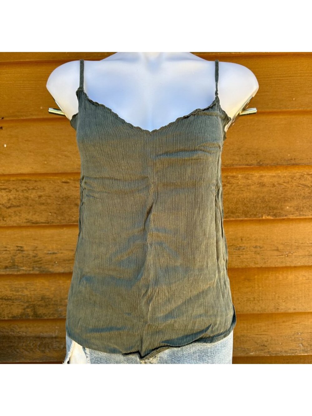 Azoe Sage Green Adjustable Camisole Loose Fit Tank Top Size S
